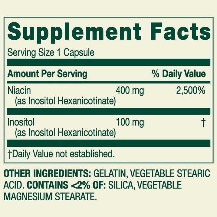 Spring Valley Flush Free Niacin 500mg Capsules Metabolism Support, 60 Count