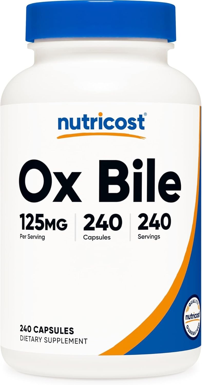High Quality 125mg Ox Bile Capsules, 240 Count – Support Digestive Health