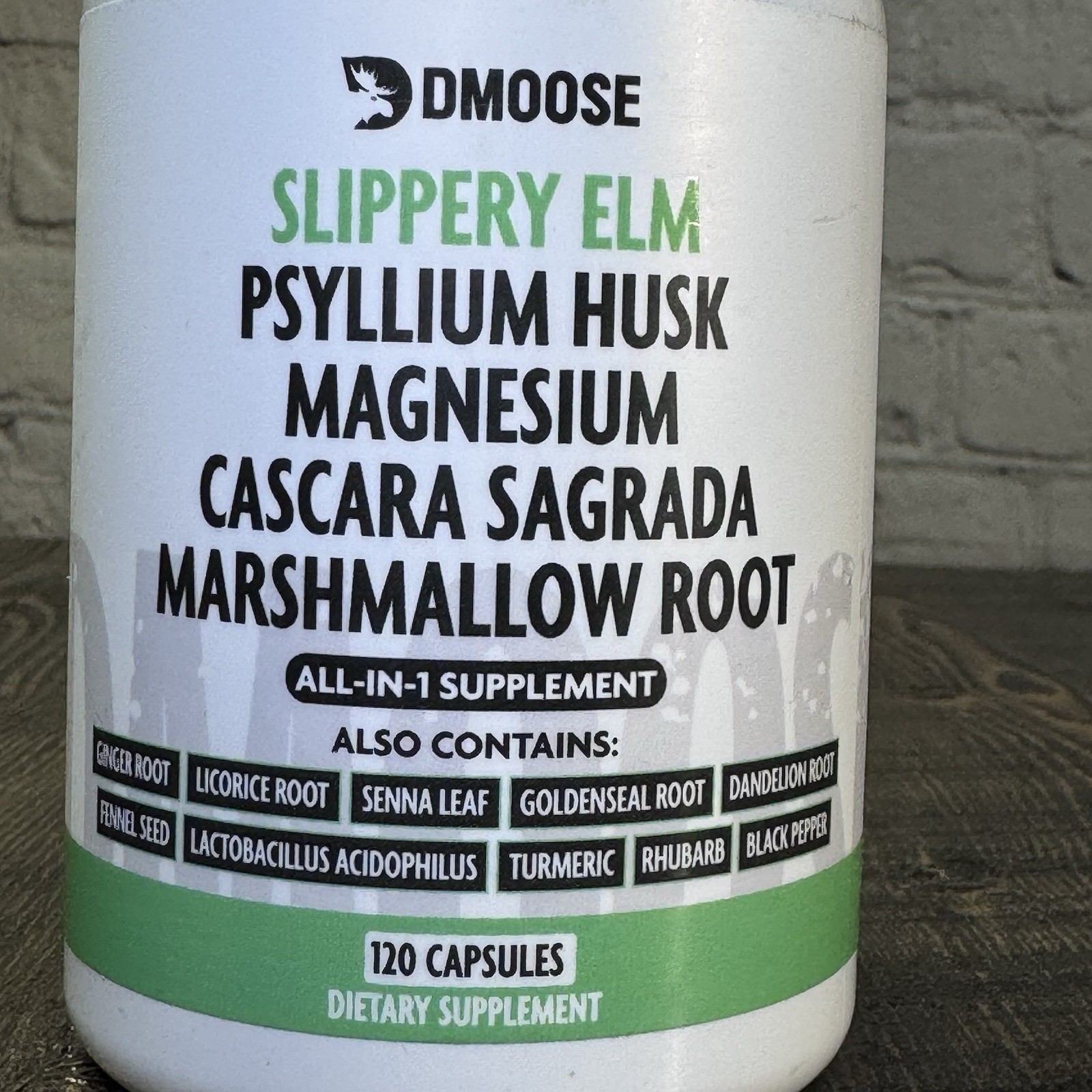 DMoose Slippery Elm Complex – All-in-One Supplement for Gut Wellness, 120 ct