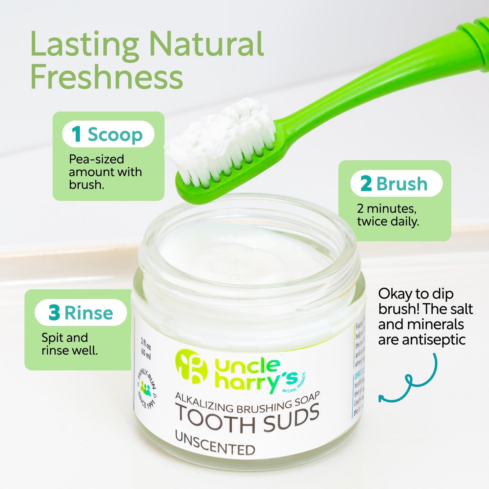 Uncle Harry’s Non-Abrasive Unscented Brushing Soap Tooth Suds | Natural Remin…
