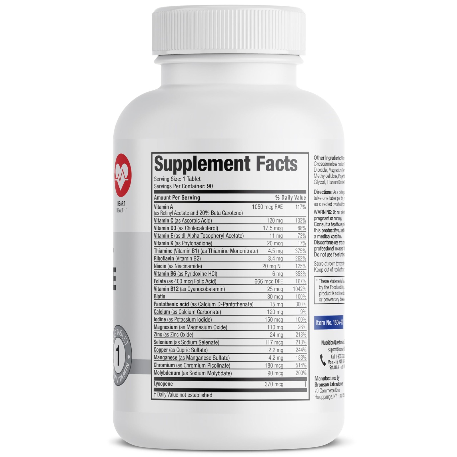 Bronson ONE Daily Mens 50+ Complete Multivitamin 90 Count (Pack of 1)