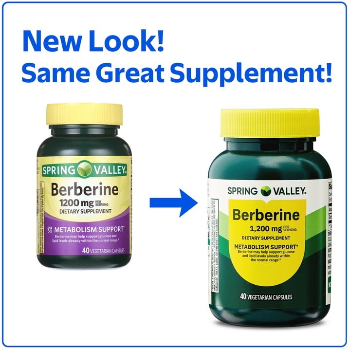 3 Pack Spring Valley Berberine Metabolism Support 1200 mg, 40 Count