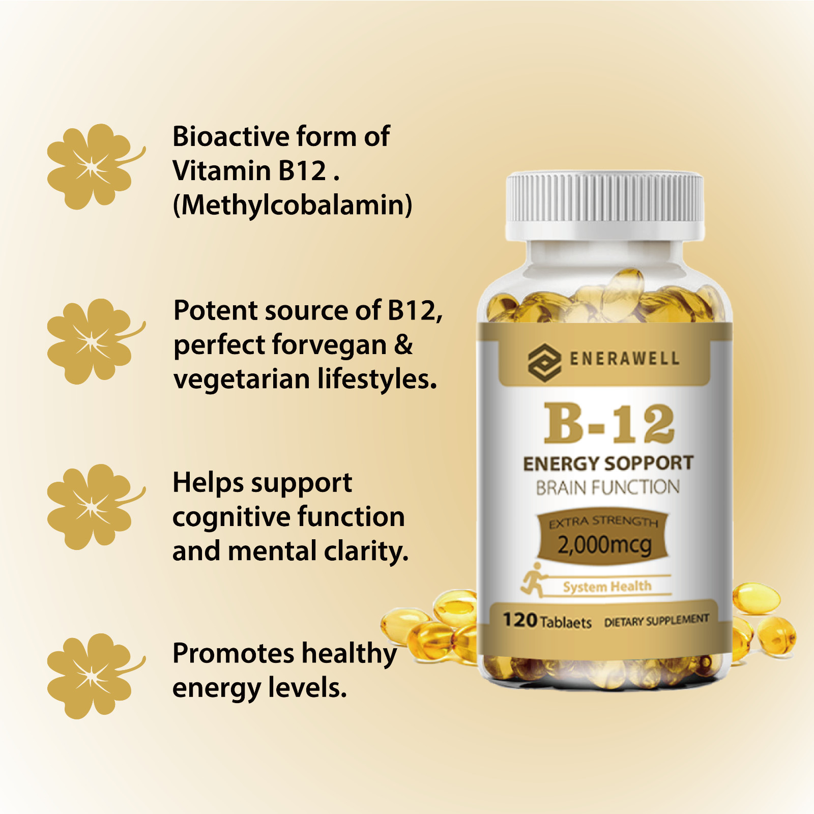 Vitamin B12 (Methylcobalamin) 2000mcg, 120 Capsules – Non-GMO – 02/07/2027