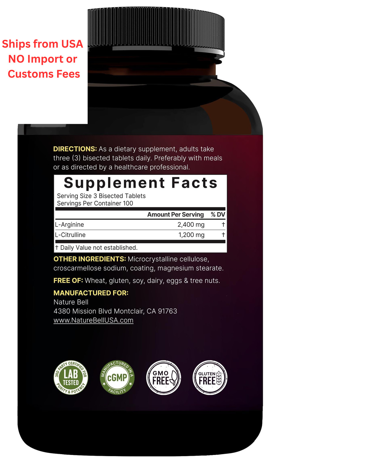 NatureBell Nitric Oxide Supplement for Men & Women – 300 Count (Pack of 1)