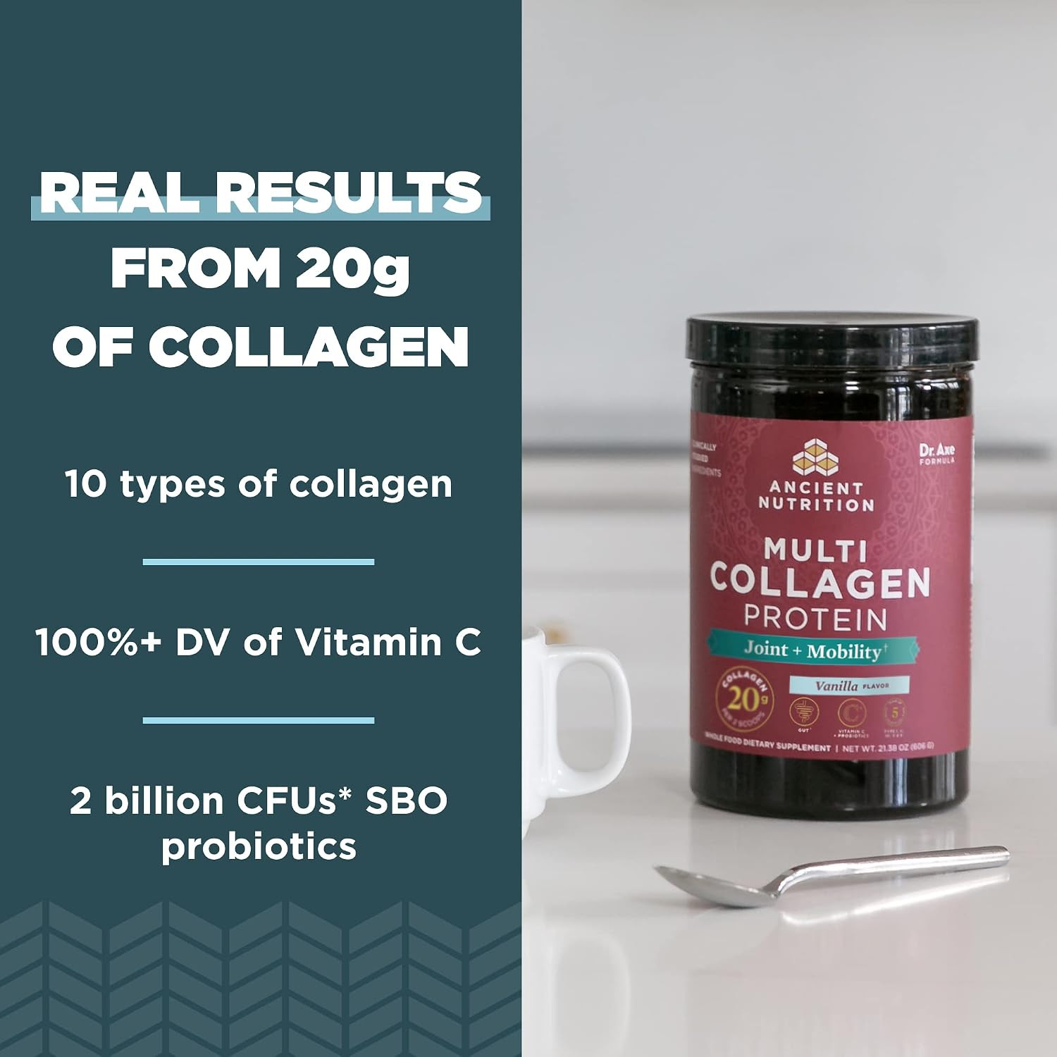 Collagen Powder Protein, Multi Collagen Protein Powder Joint + Mobility, 20 Serv