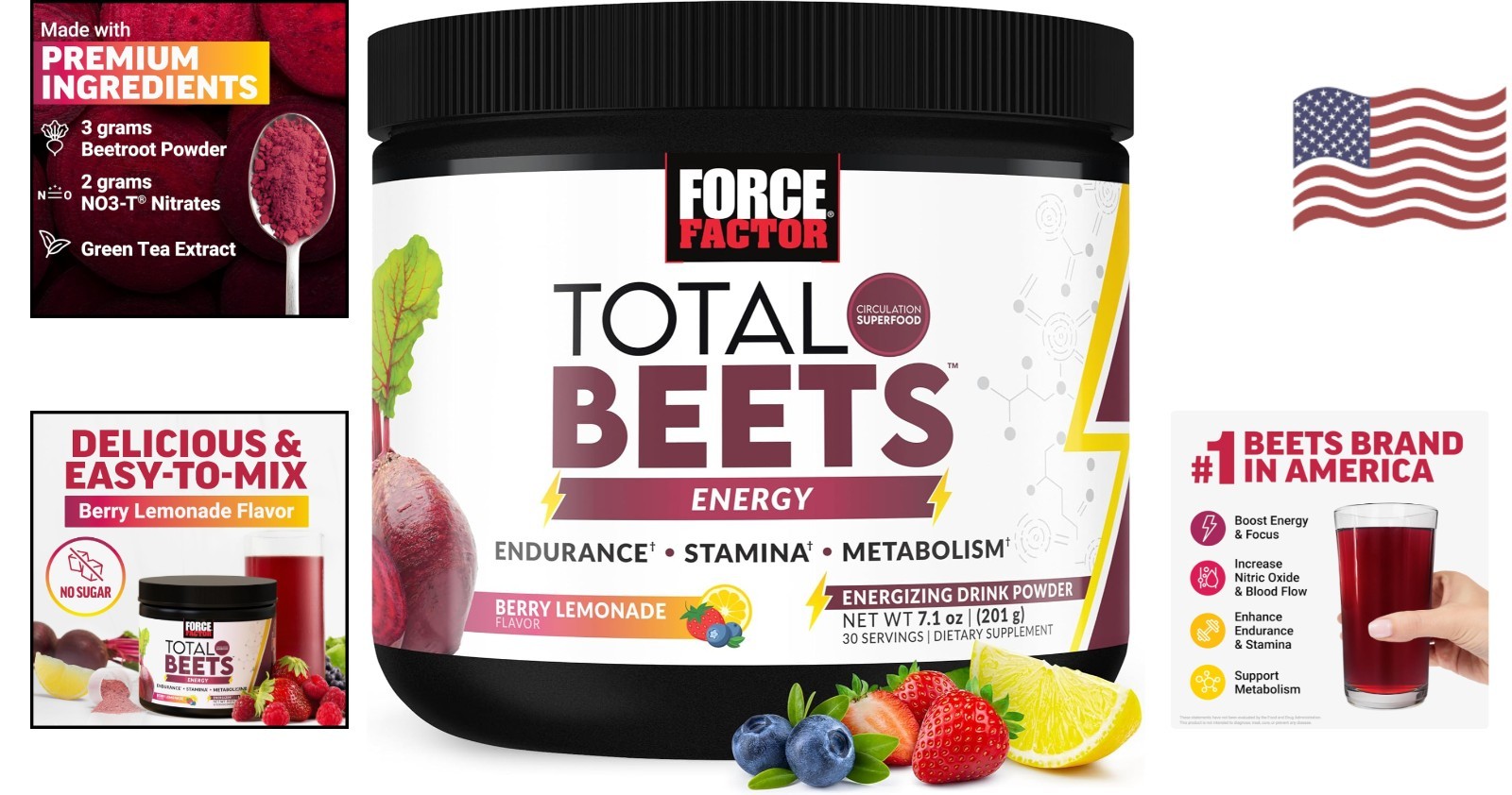 Nitric Oxide Boosting Beet Powder – Delicious Berry Lemonade Flavor, 30 Servings