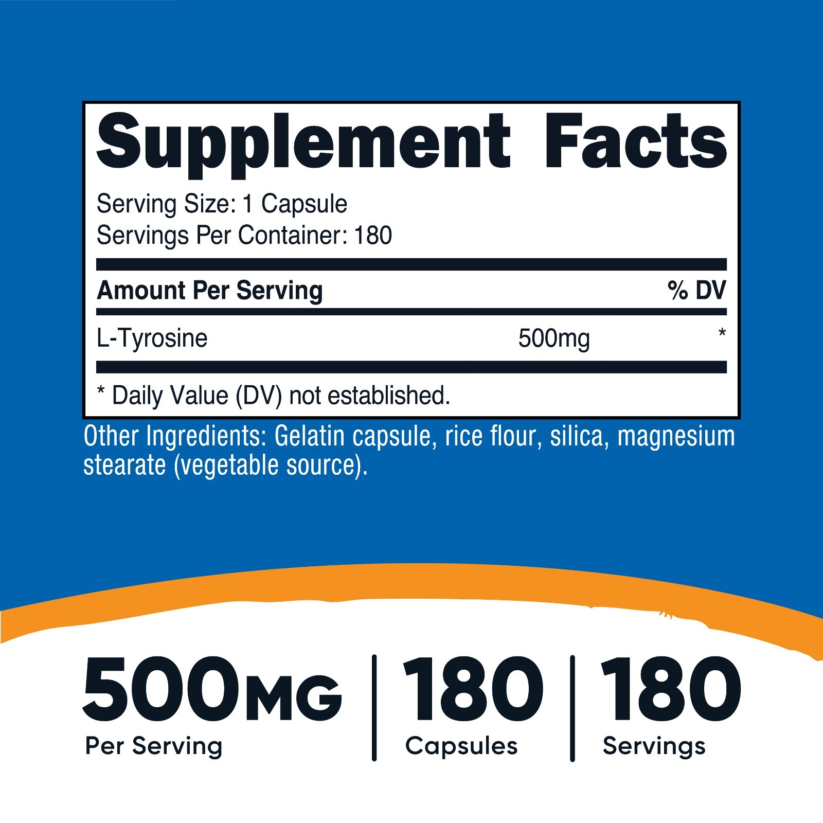 Nutricost L-Tyrosine 500mg – 180 Capsules – Gluten Free & Non-GMO
