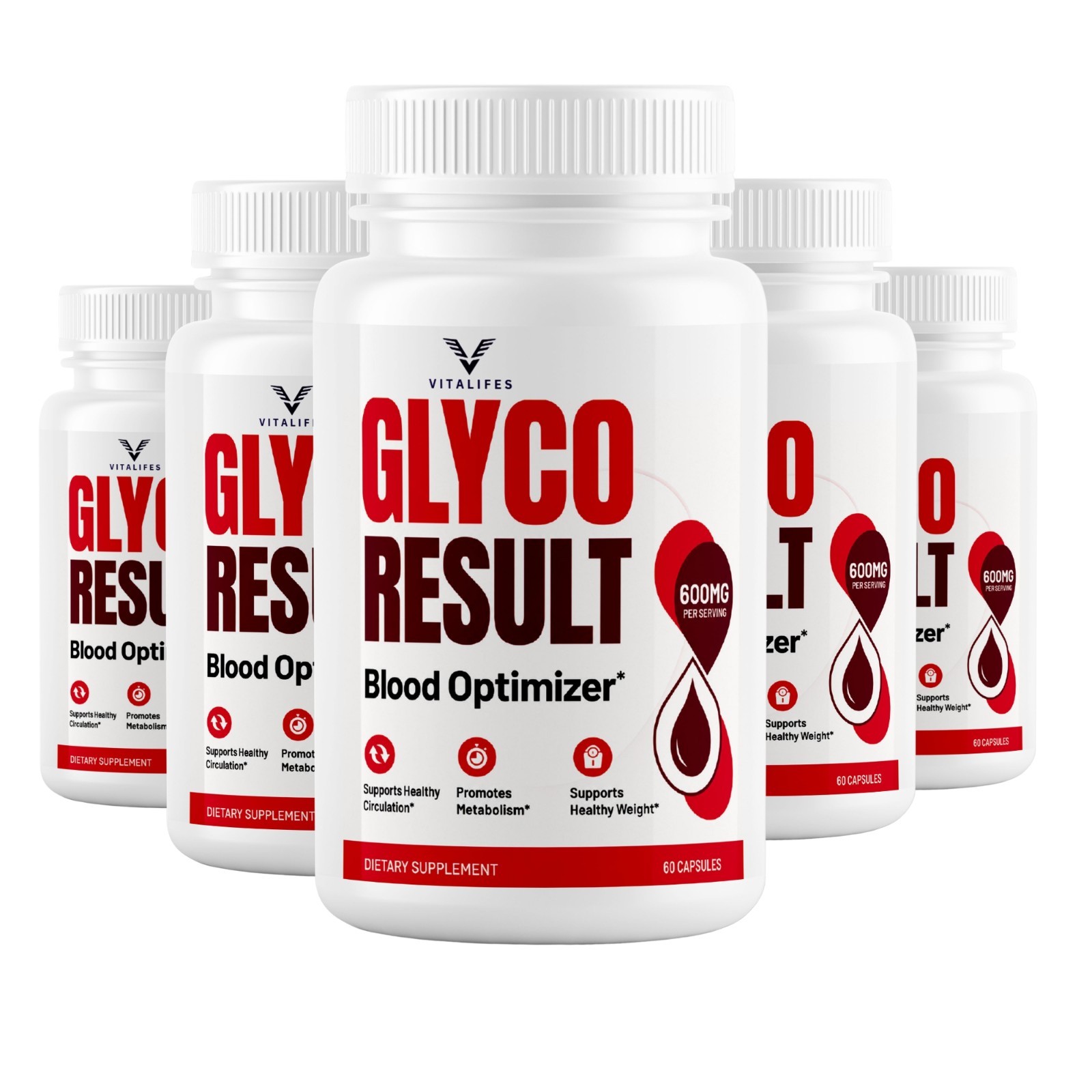 (5 Pack) Glyco Result Advanced Blood Health Support Formula GlycoResult 300 Caps