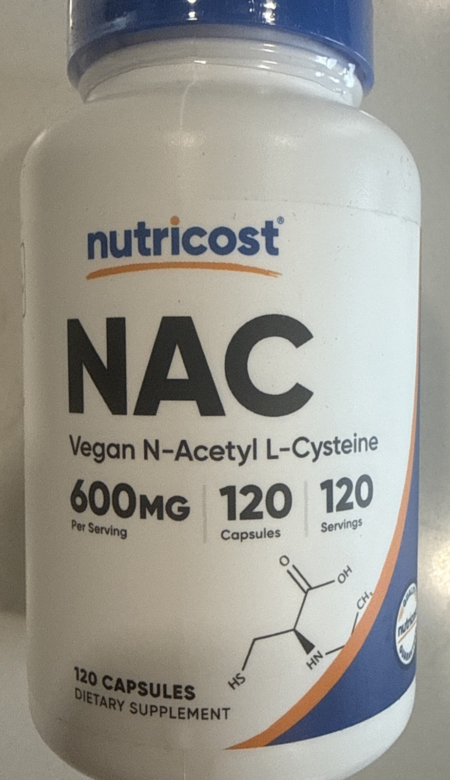 Nutricost N-Acetyl L-Cysteine (NAC) 600mg, 120 Vegetarian Capsules – Non-GMO,