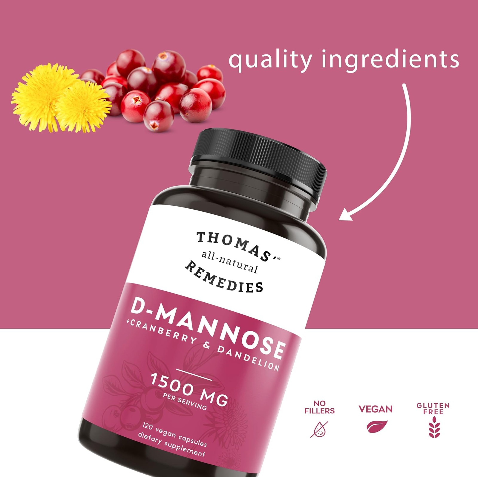 Toms Remedies D-mannose 1200mg – Urinary Tract Flush -Cranberry & Dandelion |…