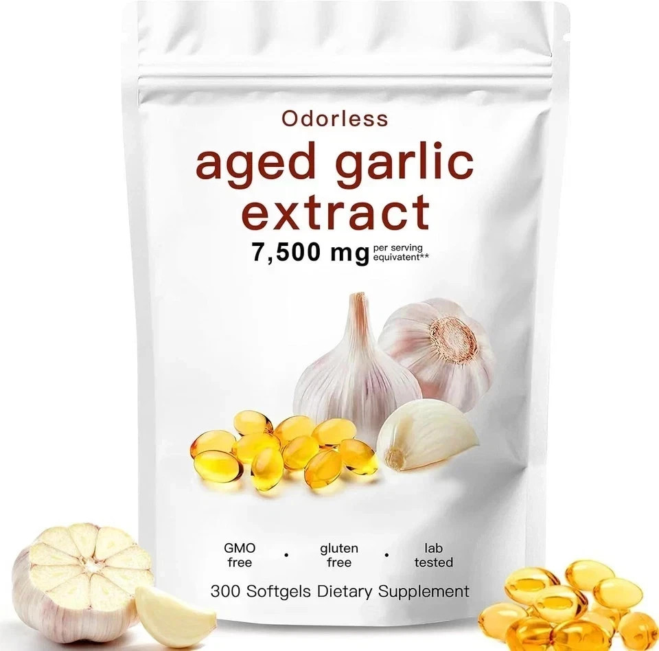 Aged Garlic Extract Odorless Garlic Capsules Heart Immune Support 300 Count