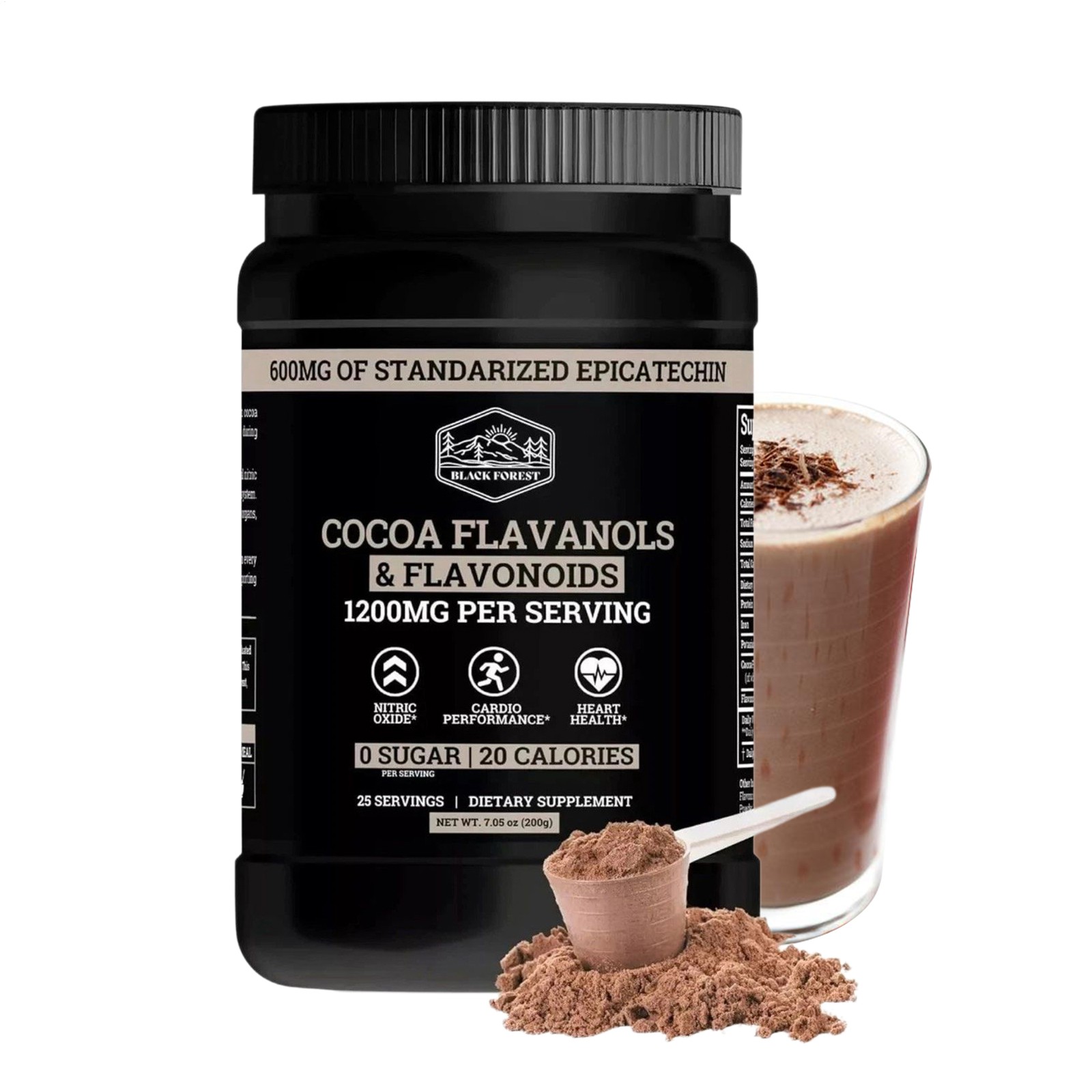 Black Forest High Flavanol Cocoa Powder Flavonoids Supplement 1200 mg US Stock