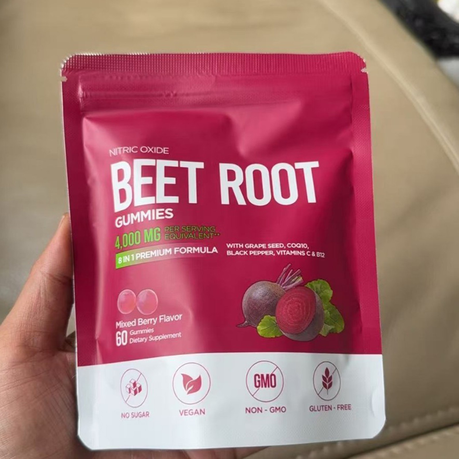 Beet Pure Root Gummies For Blood Pressure Heart Health Support Energy Level 60ct