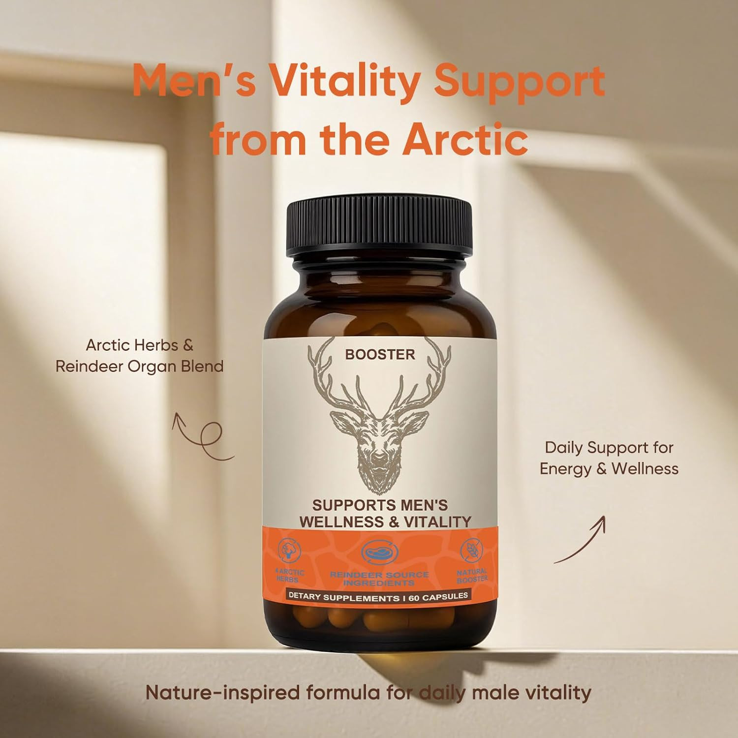 3X Men’S Vitality Supplement–Arctic & Herbal Nutrient Reindeer Blend– Daily Ener