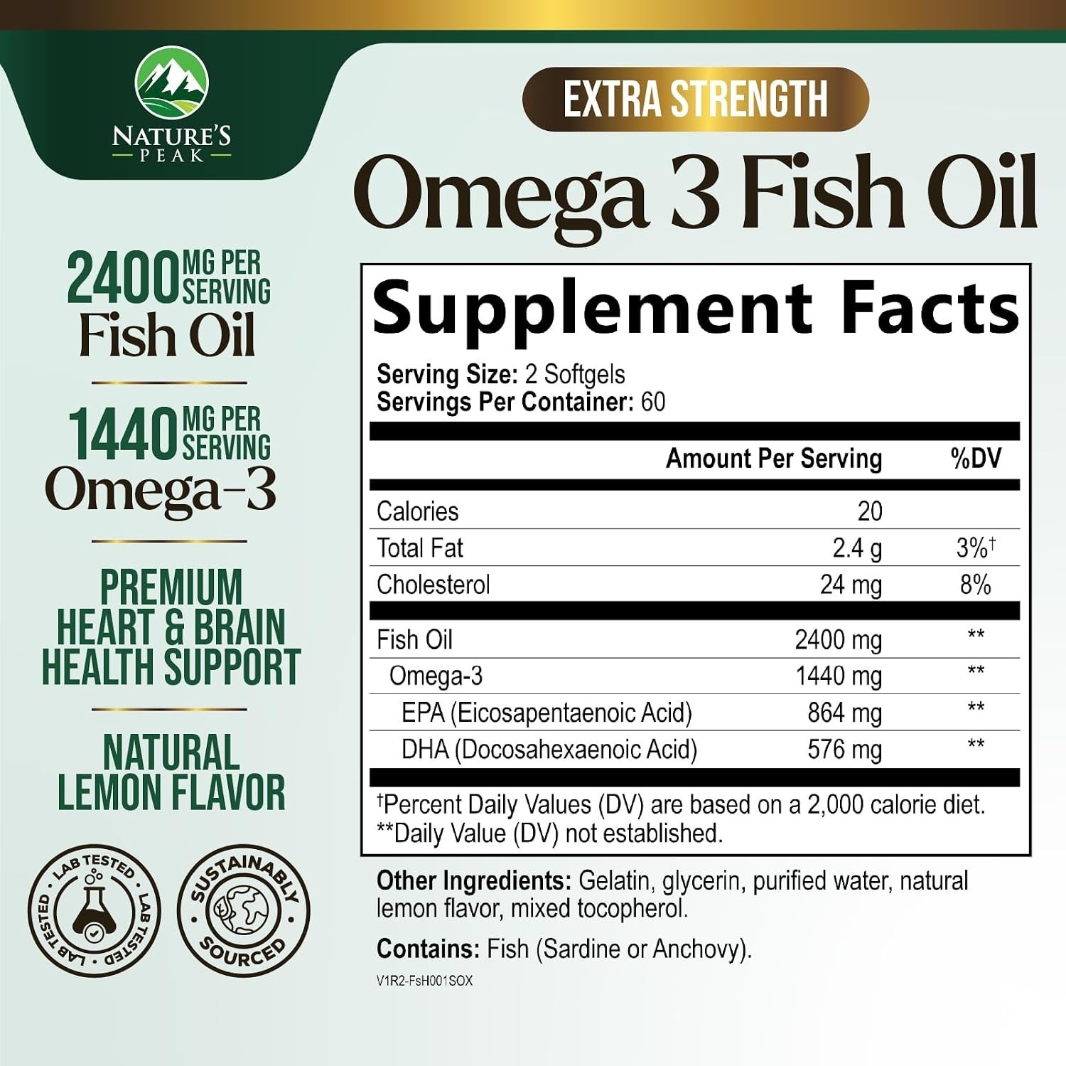 Omega 3 Fish Oil 2400mg EPA DHA Triple Strength 120 Softgels