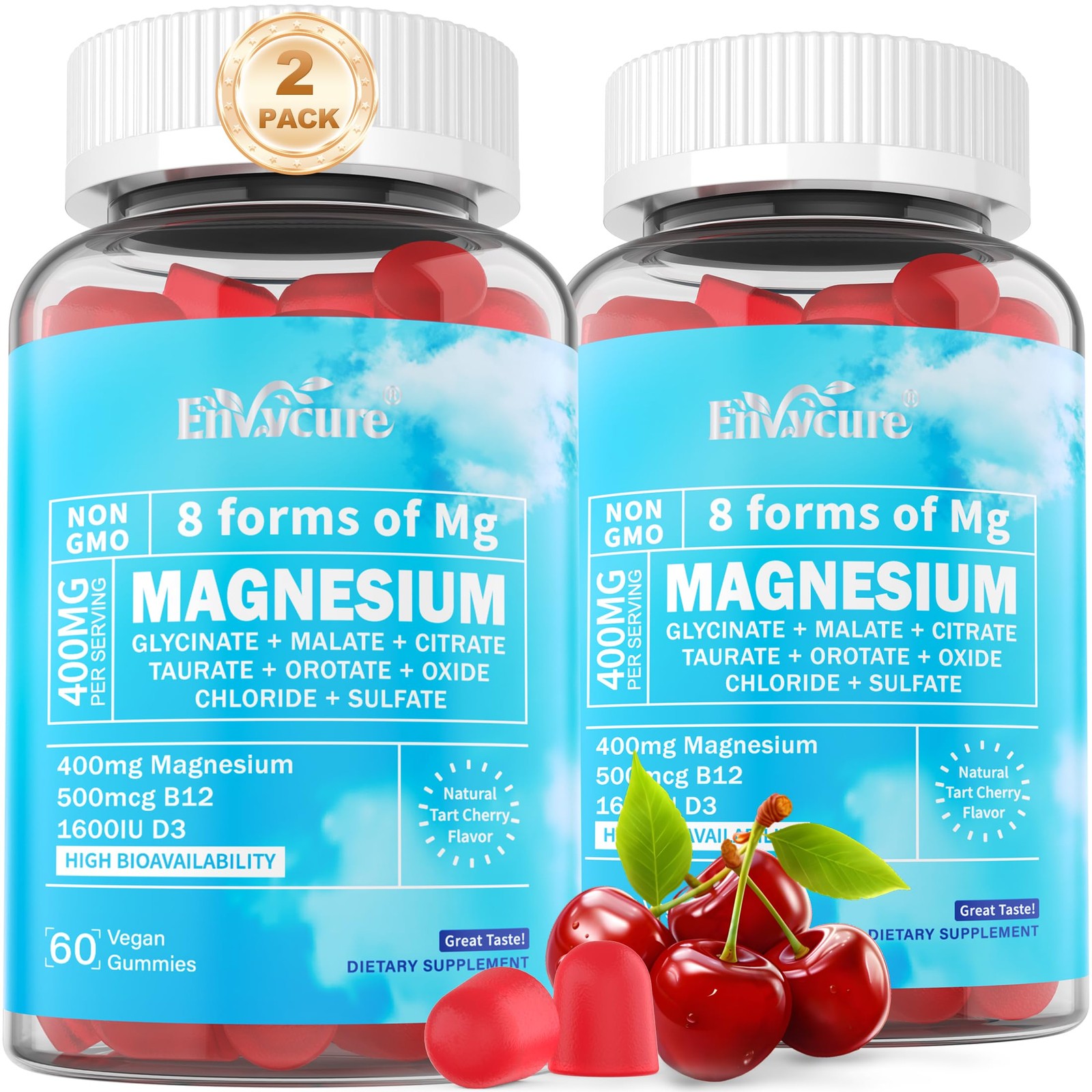 Pack Of 2 Magnesium Complex 8 Forms of Magnesium Glycinate Vegan 120Ct ENVYCURE