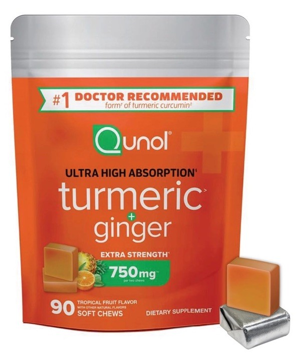 Turmeric Ginger Soft Chews 750mg Joint Health Supplement 90 Count