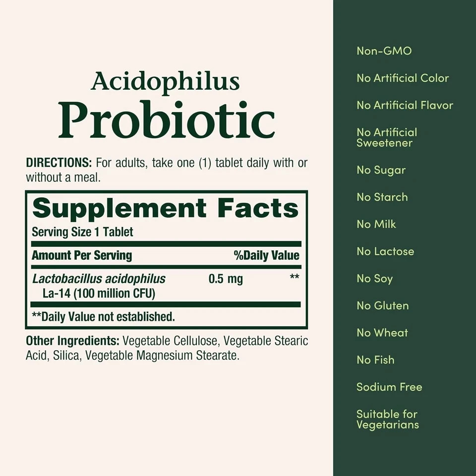 Acidophilus Probiotic, Daily Probiotic Supplement, Digestive Health, 200 Tablets