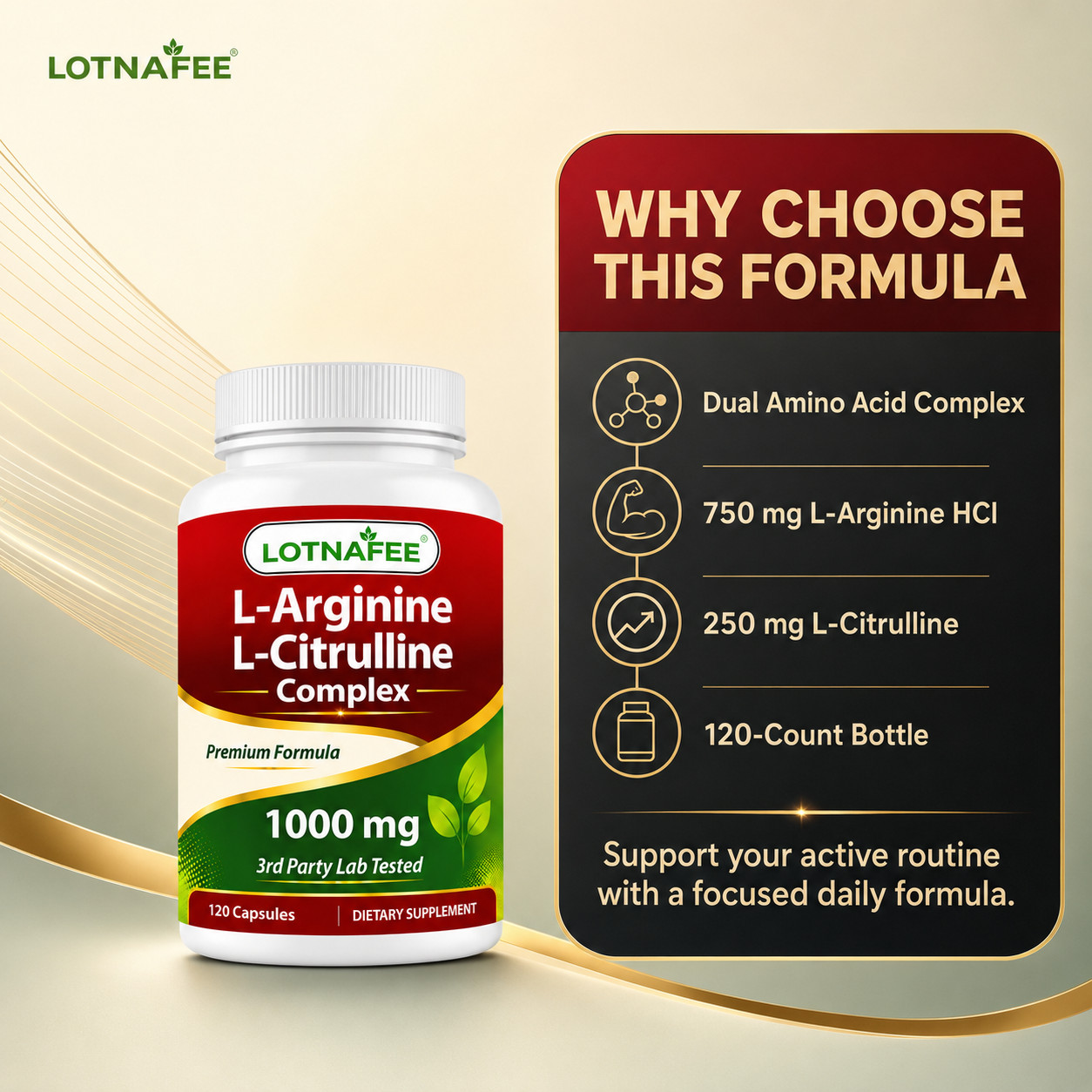 Best Natural L-Arginine 1000 mg, 120 Tablets