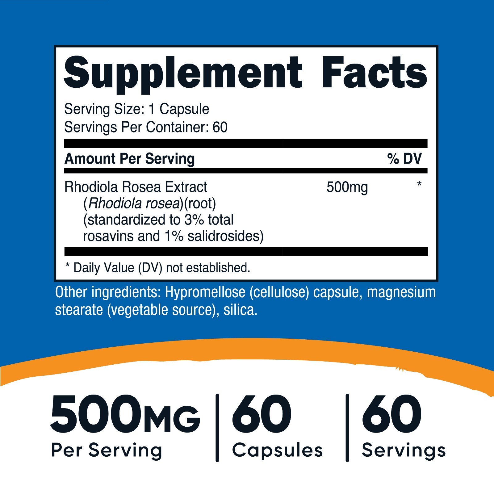 Nutricost Rhodiola Rosea 500mg, 60 Vegetable Capsules – Gluten Free and Non-GMO