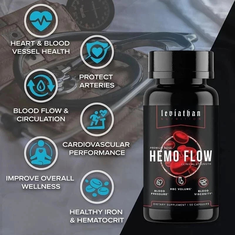3Pcs-Leviathan Nutrition Hemo Flow Supplement Nattokinase with forNitric Oxide