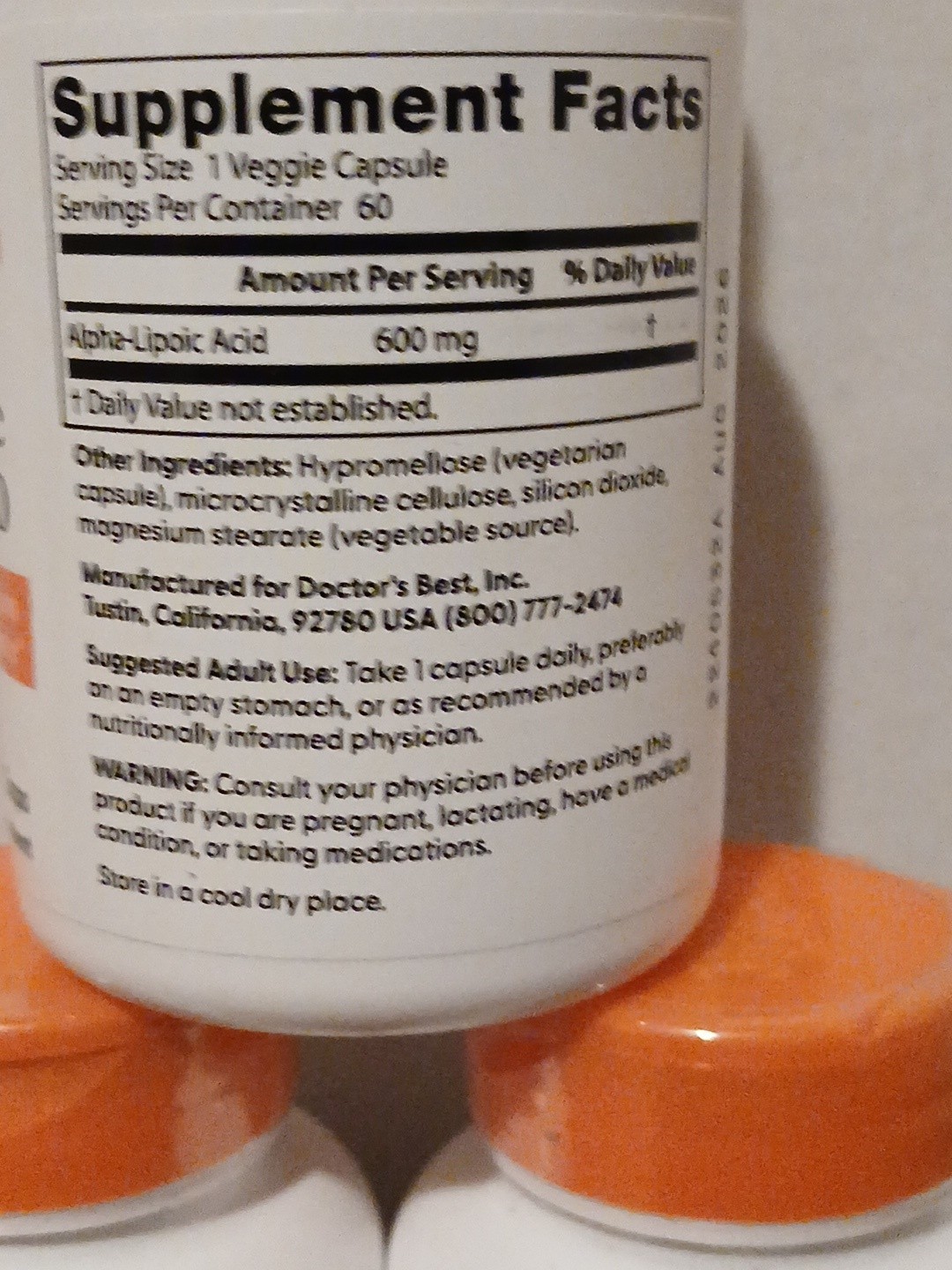 THREE Doctor’s Best Alpha Lipoic Acid 600 mg 60 Veggie Caps Each Total 180