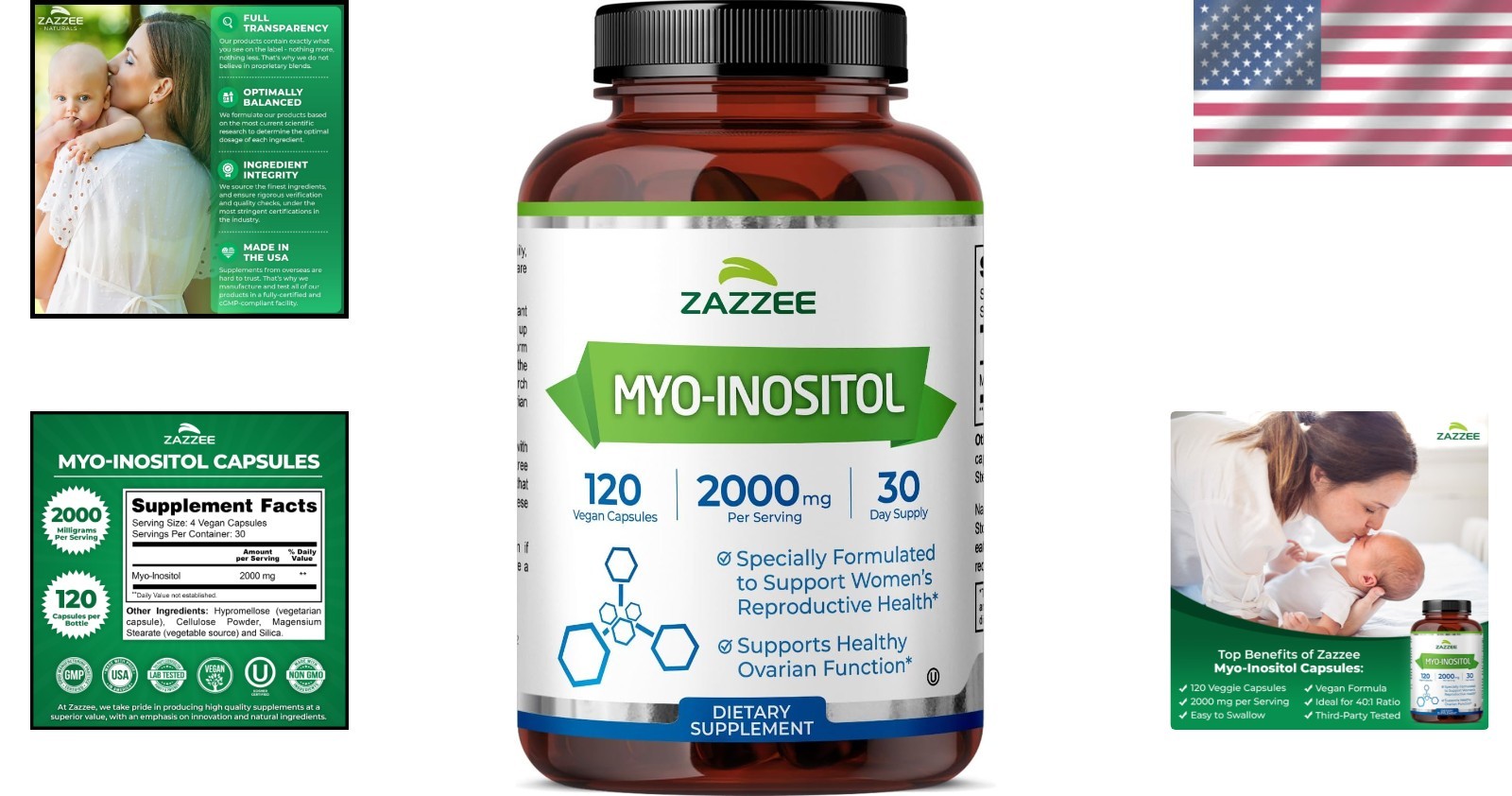 120 Count Myo-Inositol Capsules 2000mg – , Kosher, & Hormone Health Support