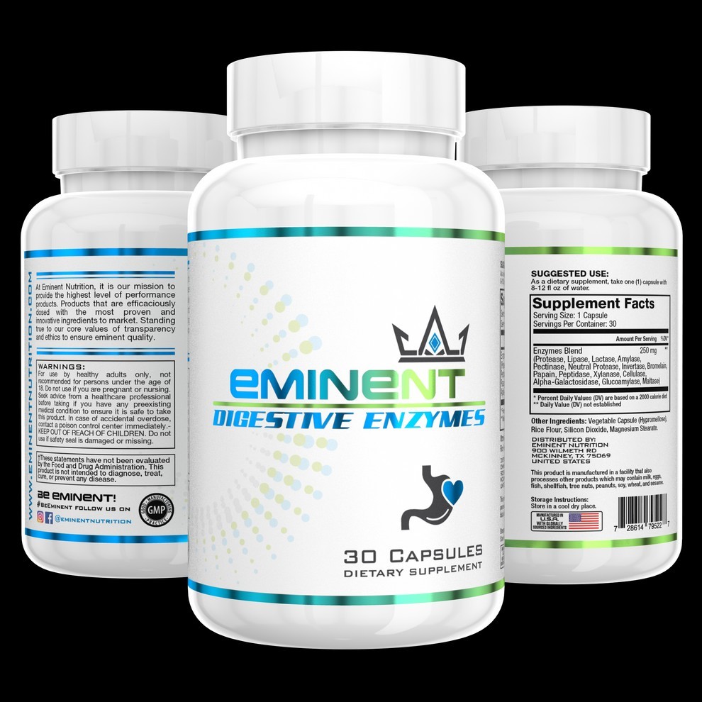 Eminent Nutrition Digestive Enzymes for Gut Health 30 Servings