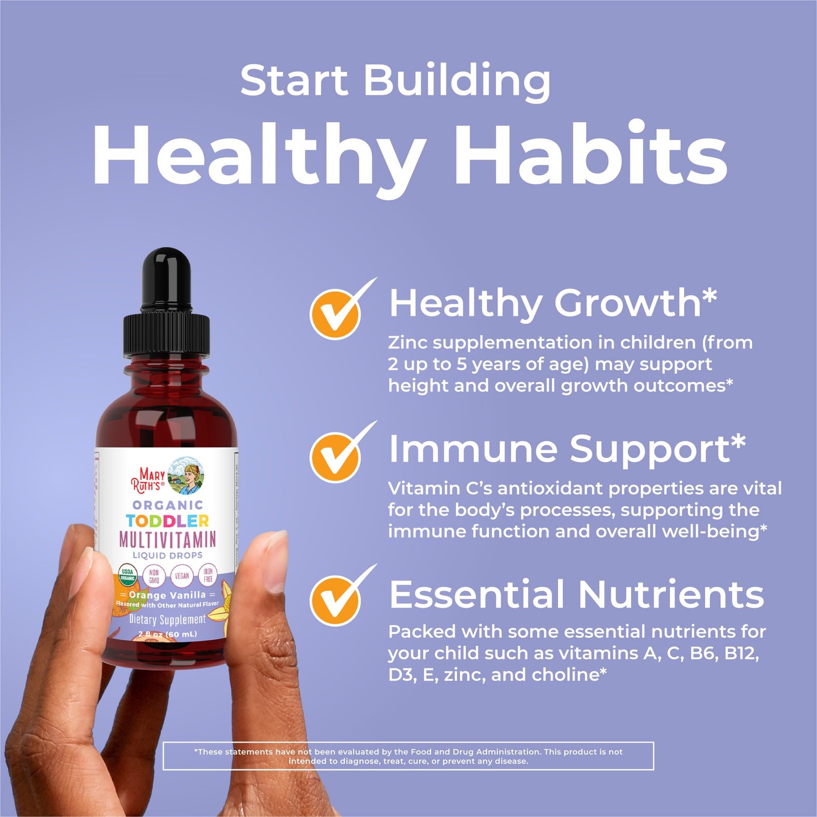 MaryRuth’s Toddler Multivitamin | Vitamin A C D E B6 B12 2 Fl Oz (Pack of 1)