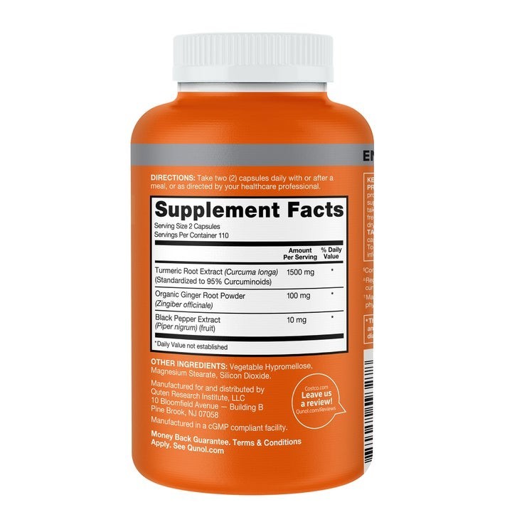 QUNOL 1500 mg Turmeric Root Extract 95% Curcuminoids Anti-inflammation, 180 Caps