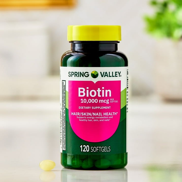 Spring Valley Biotin Softgels 10000 mcg Hair Skin Nails 120 Count