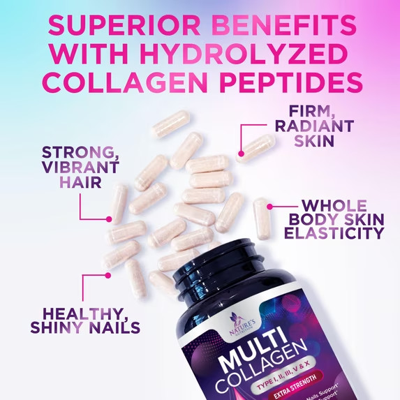 Collgen hydrolyzed Peptide 120 capsules Hair Skin Nails Wrinkles Capsules