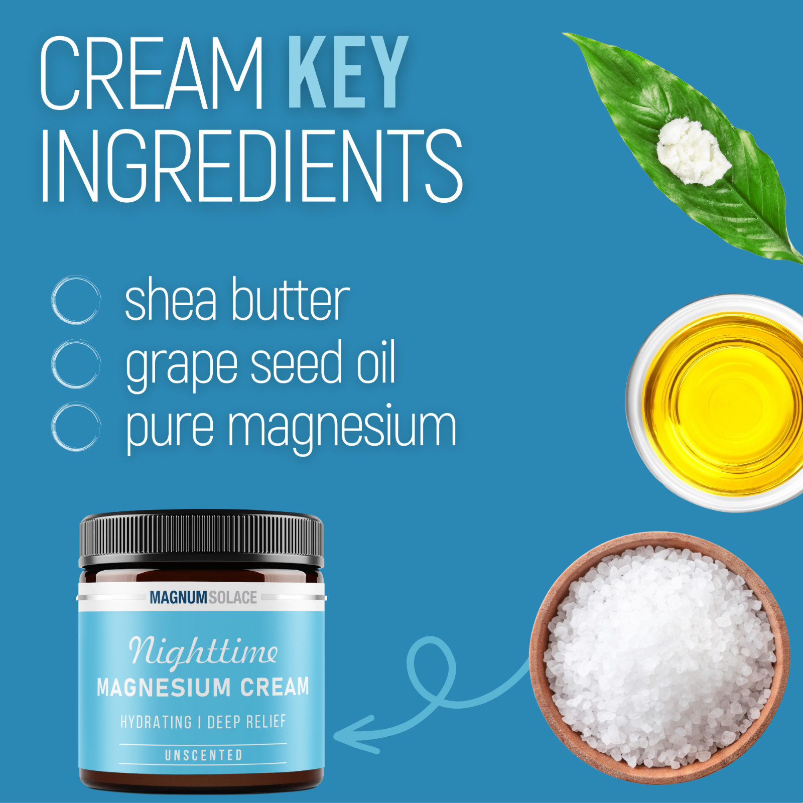 Magnesium Cream for Pain and Muscle Tension – Magnesium Chloride Cream – Topical