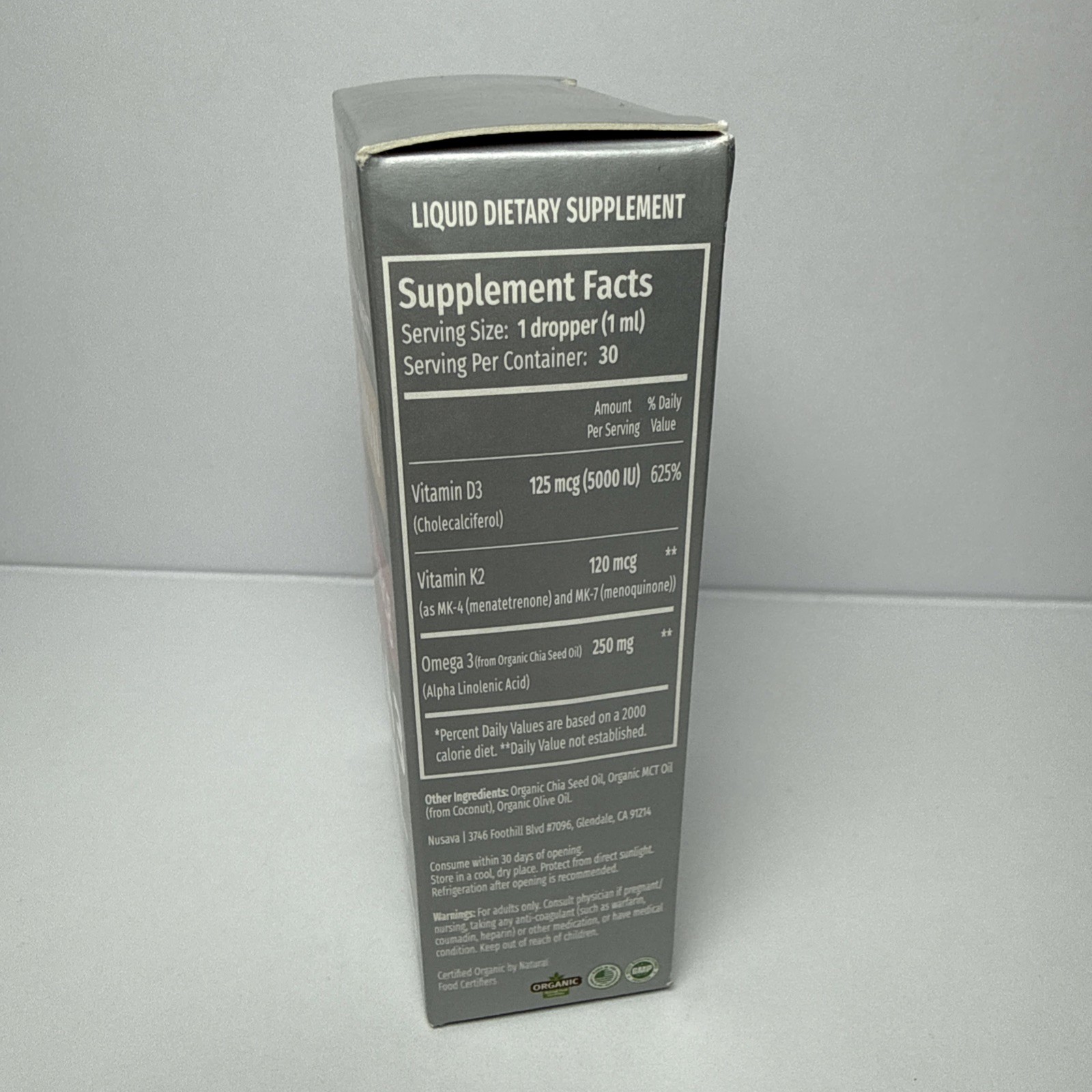 2 Bottles – Organic nusava Vitamin D3 K2 Drops Exp: 07/2026 New Sealed!