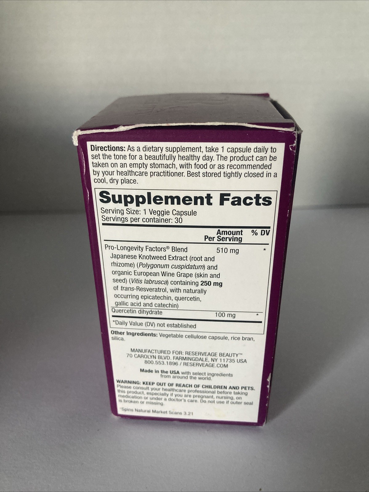 30 Count Resveratrol Supplement for Heart and Brain Health Vegan 01/2026