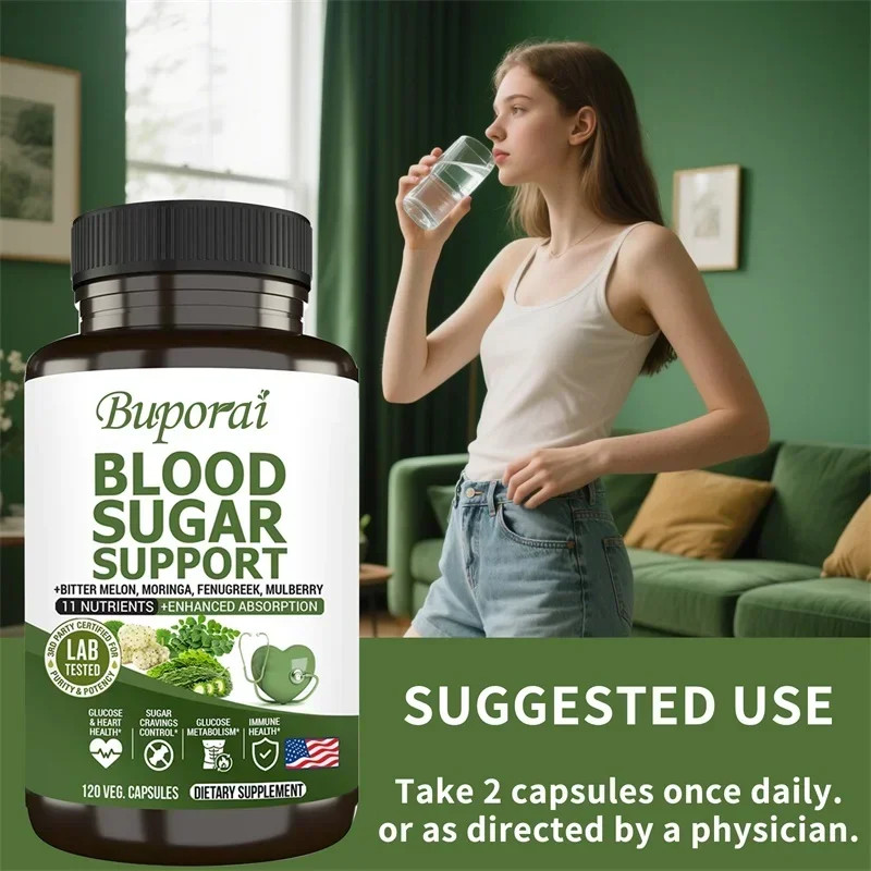 Blood Sugar Support 120pcs, Promotes Energy and Metabolism, Blood Circulation