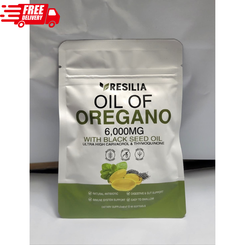 Resilia Oil of Oregano 6000mg with Black Seed Oil Softgels – 60 Capsules 1xPk