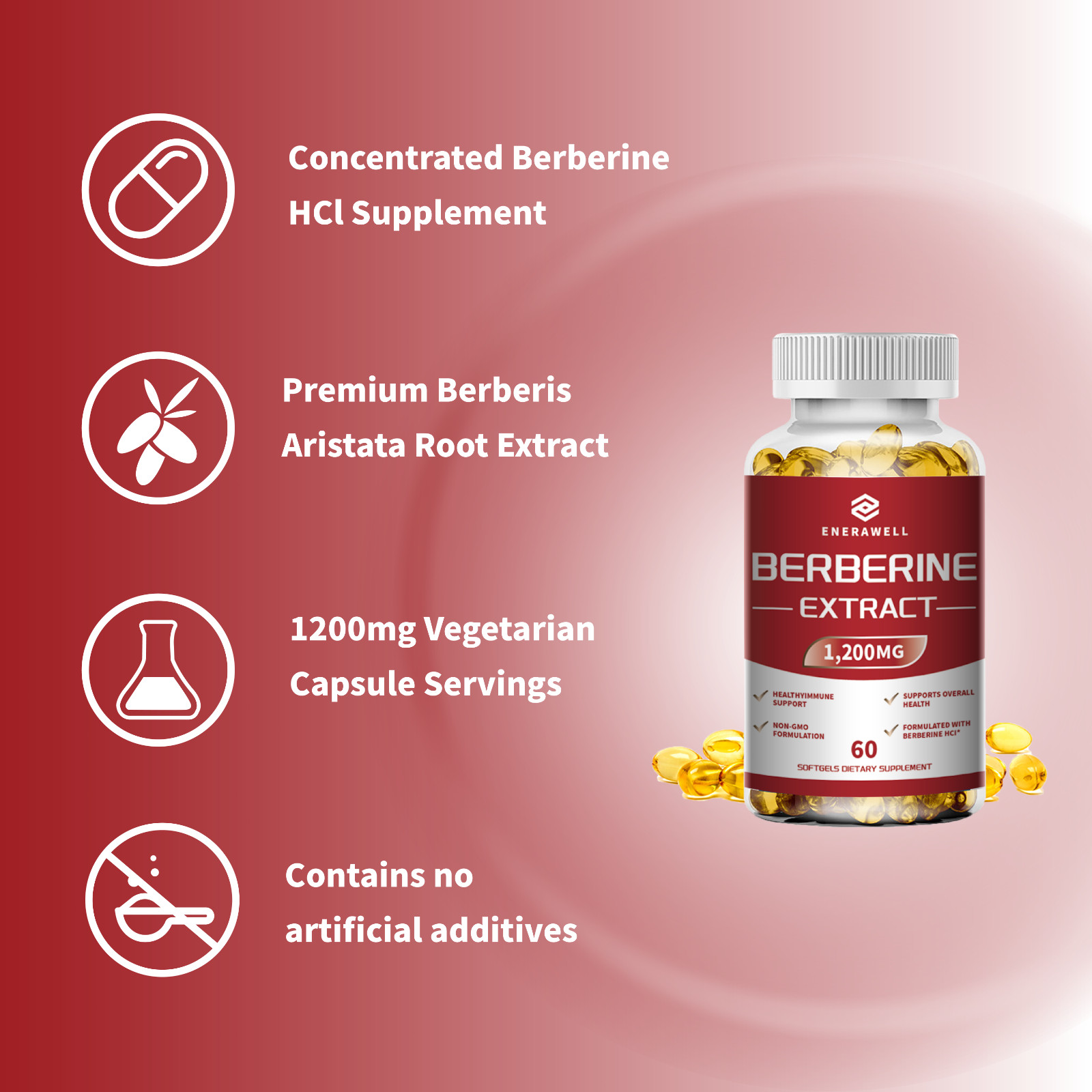1/2/3 Packs Berberine 1200mg High Absorption For Blood Sugar Immune 02/07/2027