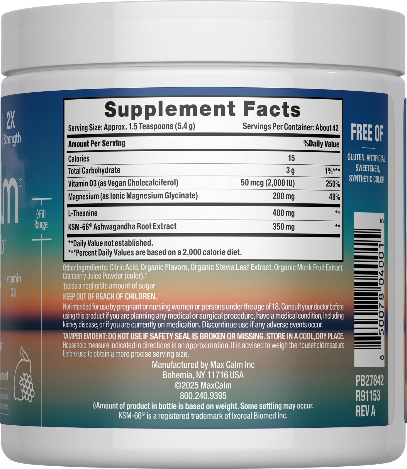 Max Calm Relaxing Drink Mix | Raspberry-Lemonade Flavor | 8 Ounce (Pack of 1)