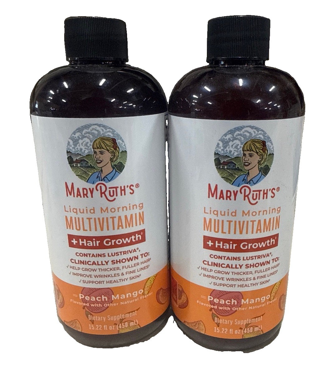 MaryRuth Organics Liquid Multivitamin+Hair Growth, 15.22 Oz Each, (2 PACK) 07/26