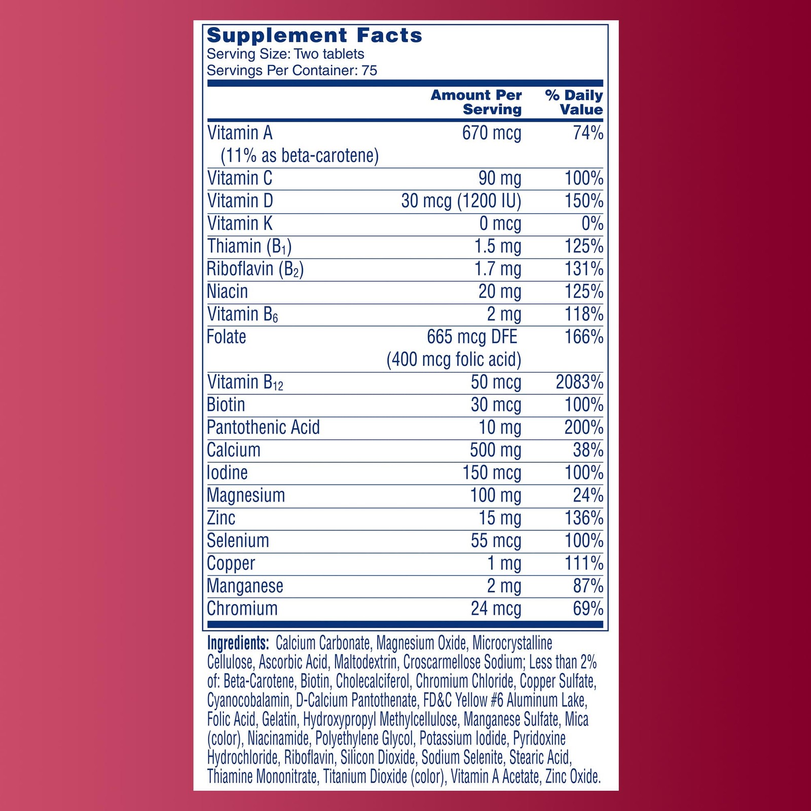 One A Day Proactive 65+, Mens & Womens Multivitamin, 150 Count (Pack of 1)