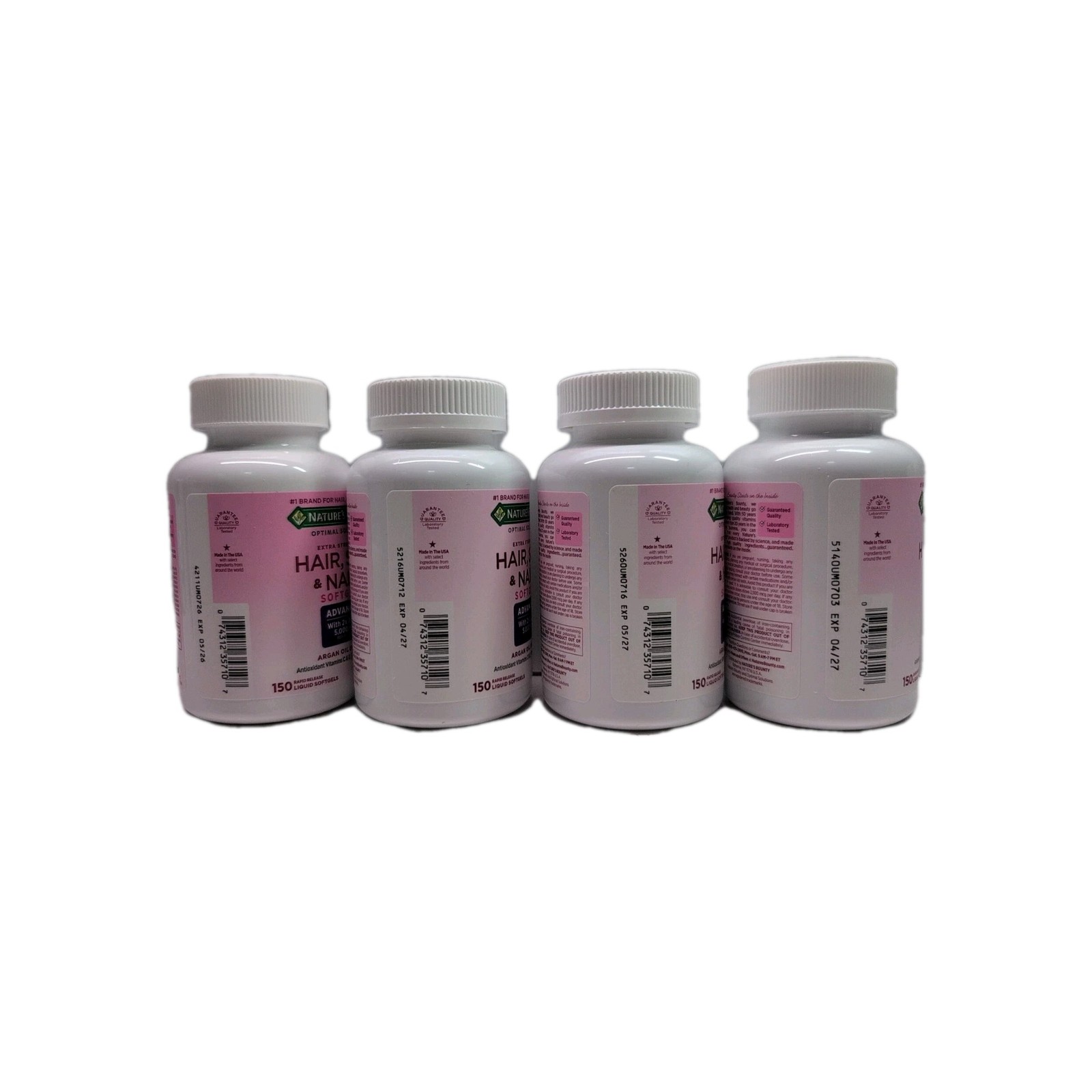 4 Hair Skin & Nails Collagen 2 x Biotin Argan-Infused 150 Softgels Each 05/2026+