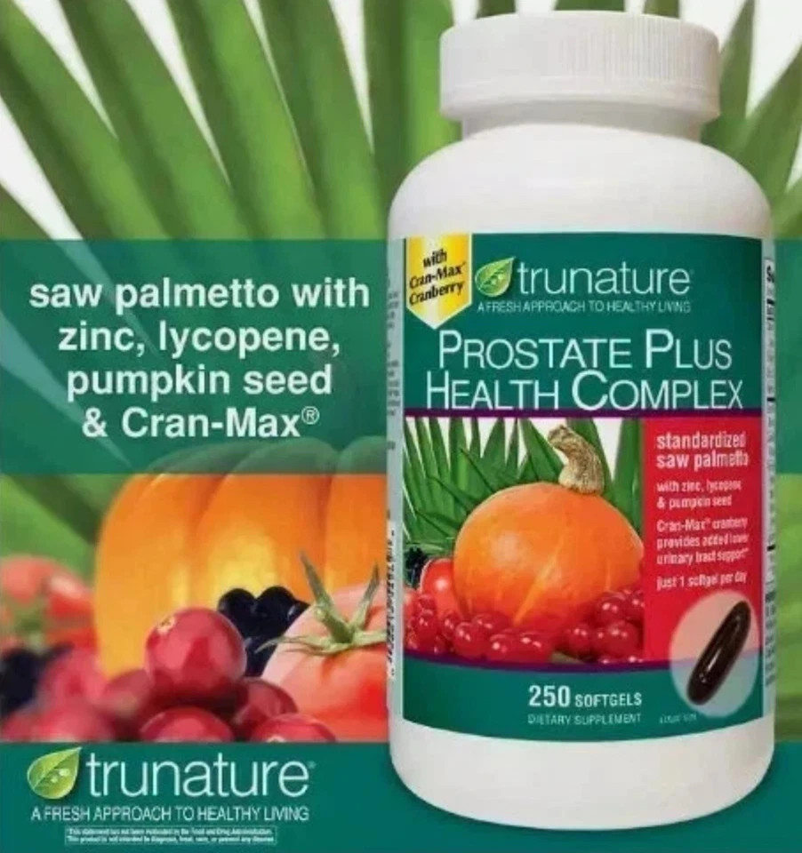 2PACK Trunature PROSTATE PLUS HEALTH COMPLEX 250 Softgels Saw Palmetto with Zinc