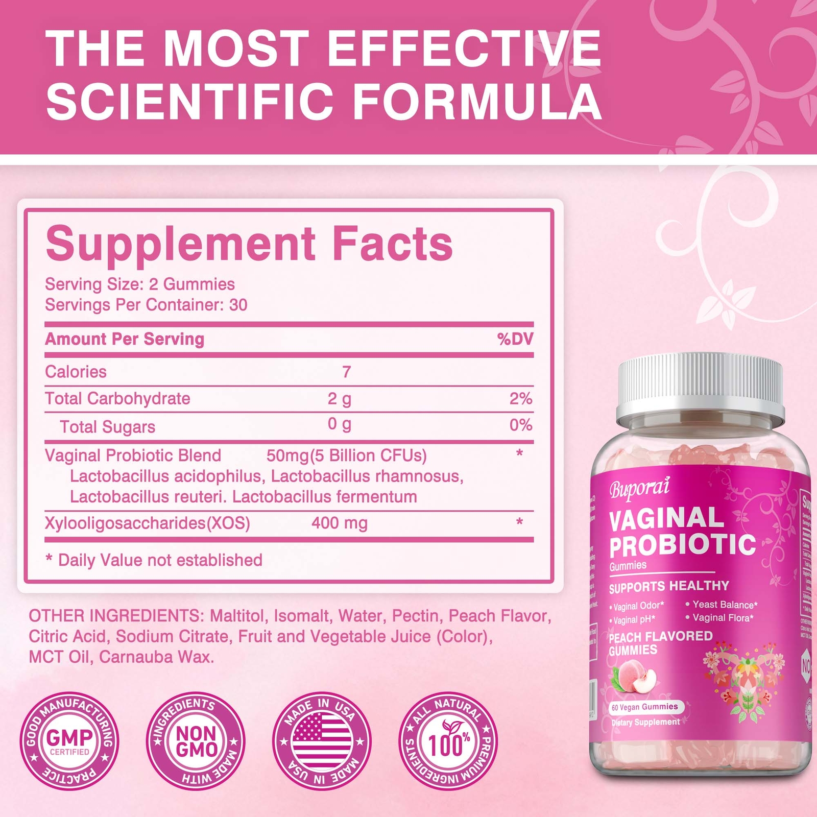 Vaginal Probiotic Gummies -Promotes Healthy Vaginal Odor and Balances Vaginal PH