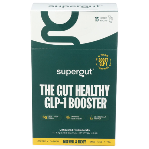 Supergut Gut Health Fiber Supplement Powder Sticks 15 Servings Digestive Support