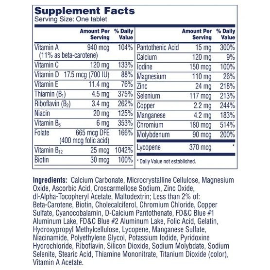 One A Day Men’s 50+ Multivitamin 300 Tablets Adult Men Fifty Plus