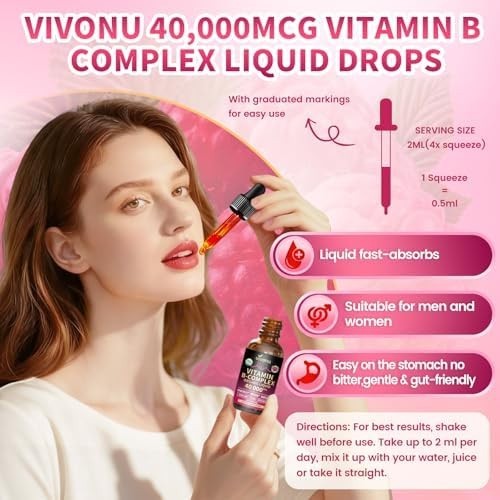 Vitamin B Complex Liquid Drops, Methylated Vitamin B12 , B1, B6, B3, B5,