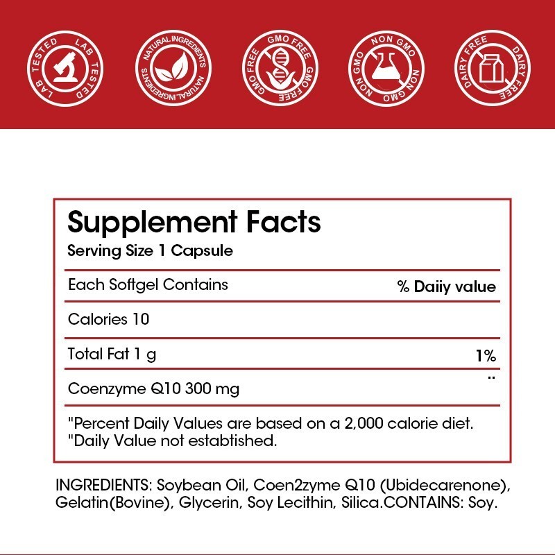 CoQ 10 Coenzyme Q10 Vegan Softgel 300mg Cardiovascular Heart Health 120 Capsules