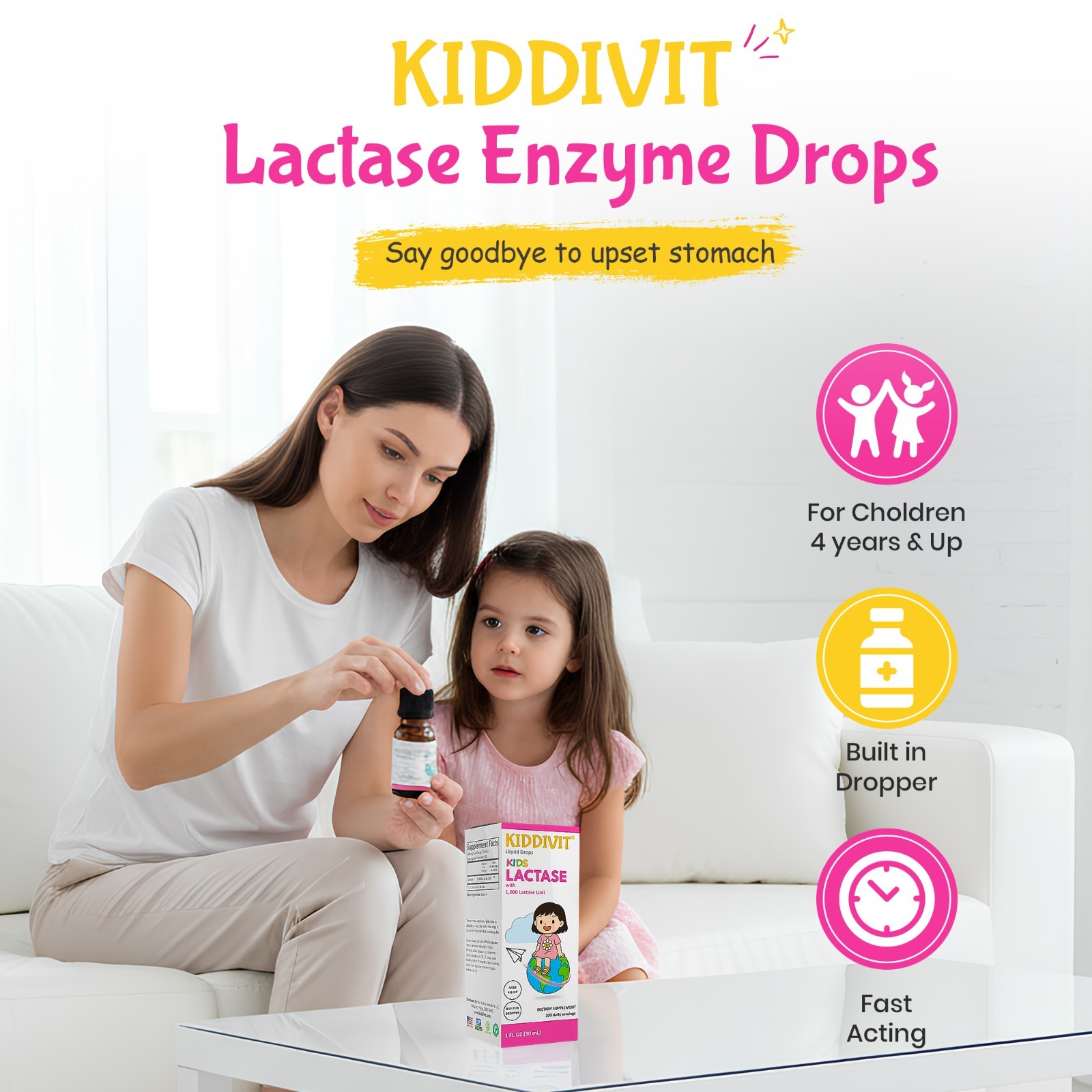 Kiddivit Lactase Kids Liquid Drops 1000 Units – Sugar Free