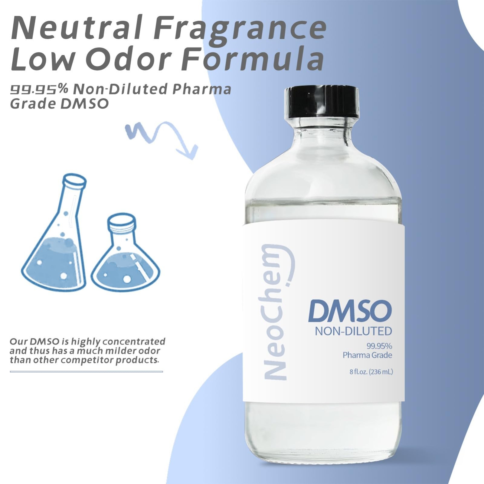 99.95% Pure DMSO Liquid 8 oz | Undiluted & Odorless | Premium Glass Bottle